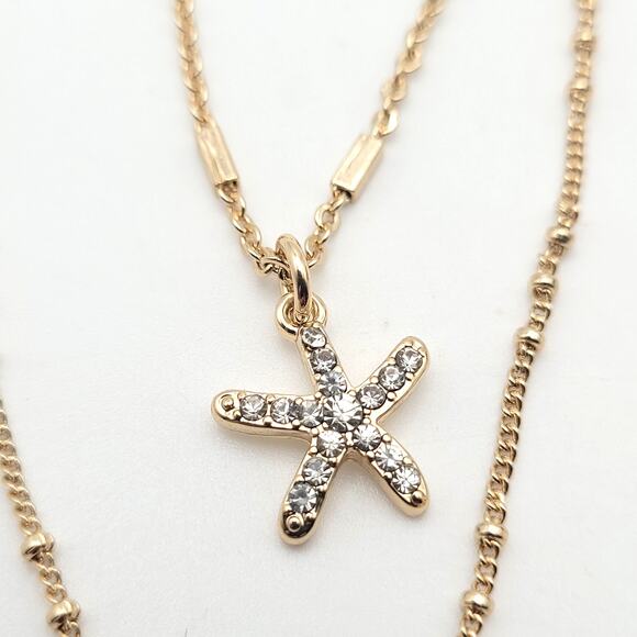 Lilly Pulitzer Gold Layered Necklace Sea Life Charms Starfish Pufferfish Pendant - Picture 3 of 6
